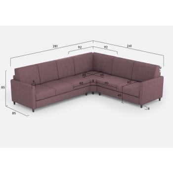 Divano Karay 3 posti con angolo con divano 2 posti