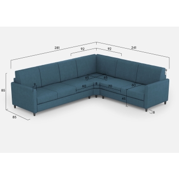 Divano Karay 3 posti con angolo con divano 2 posti