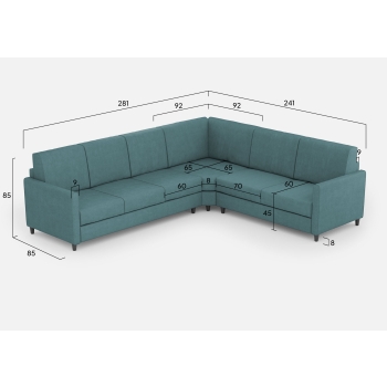 Divano Karay 3 posti con angolo con divano 2 posti