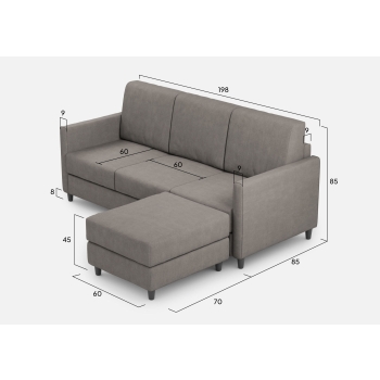 Divano Karay 3 posti con pouf di Ityhome