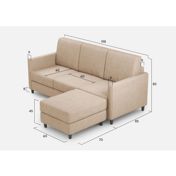 Divano Karay 3 posti con pouf di Ityhome