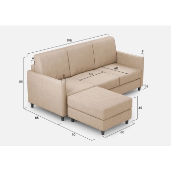 Divano Karay 3 posti con pouf di Ityhome