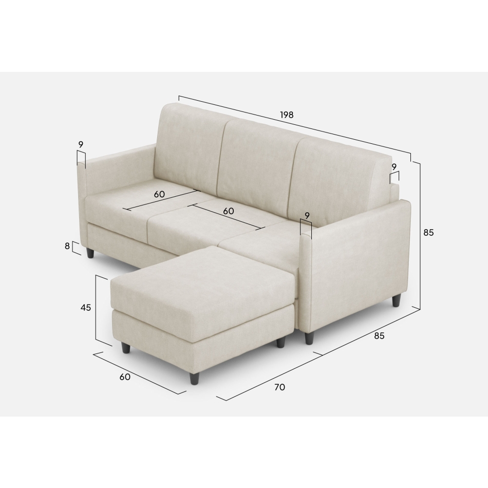 Divano Karay 3 posti con pouf di Ityhome