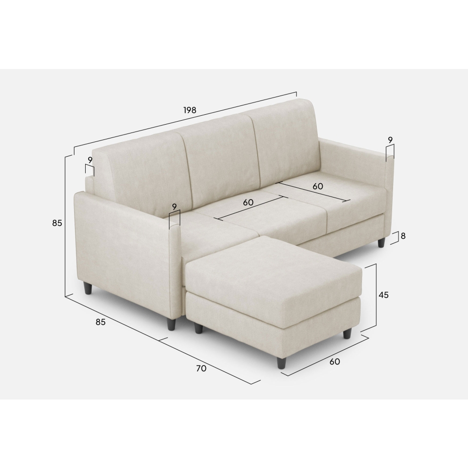 Divano Karay 3 posti con pouf di Ityhome