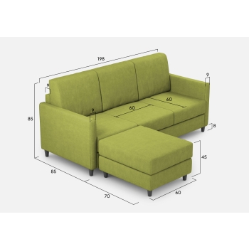 Divano Karay 3 posti con pouf di Ityhome