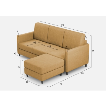 Divano Karay 3 posti con pouf di Ityhome