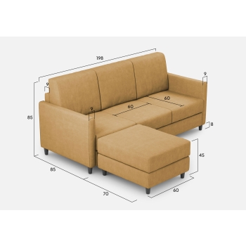 Divano Karay 3 posti con pouf di Ityhome