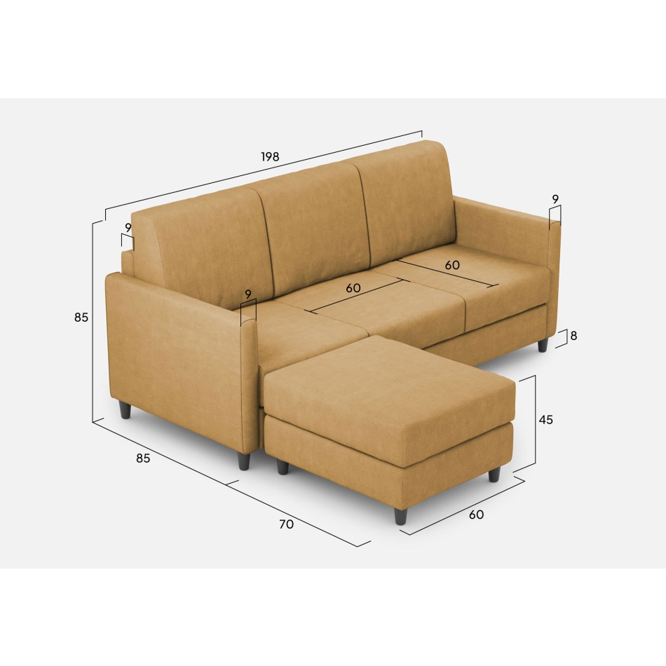 Divano Karay 3 posti con pouf di Ityhome
