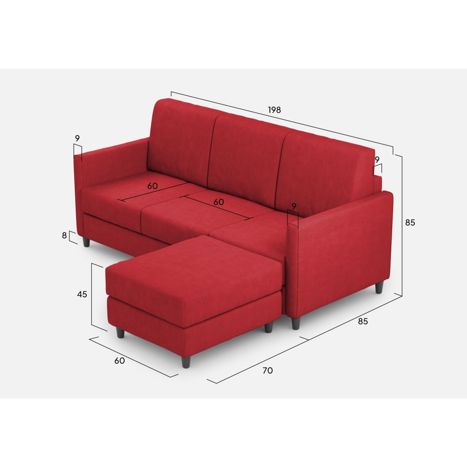 Divano Karay 3 posti con pouf di Ityhome