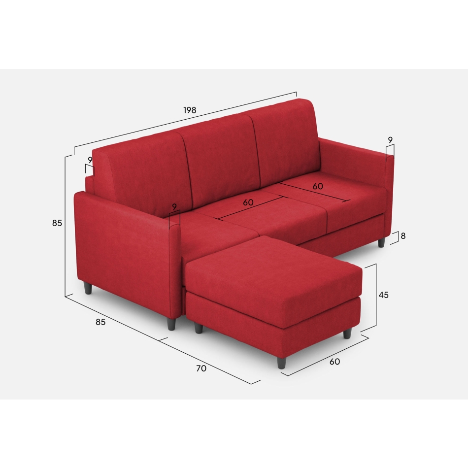 Divano Karay 3 posti con pouf di Ityhome