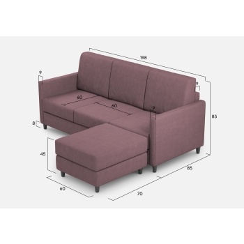 Divano Karay 3 posti con pouf di Ityhome