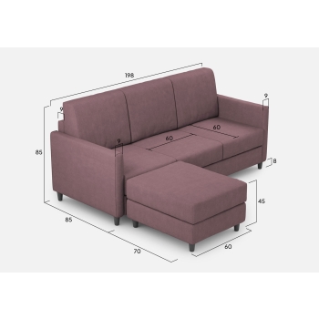 Divano Karay 3 posti con pouf di Ityhome