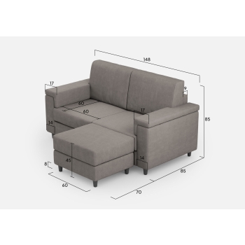 Divano Marrak 2 posti + pouf di Ityhome
