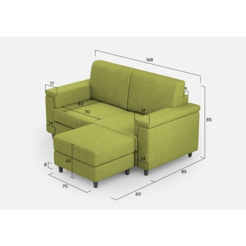Divano Marrak 2 posti + pouf di Ityhome