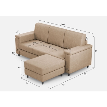 Divano Marrak 3 posti + pouf di Ityhome