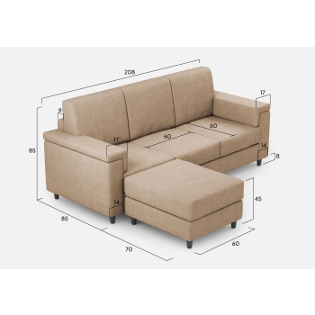 Divano Marrak 3 posti + pouf di Ityhome