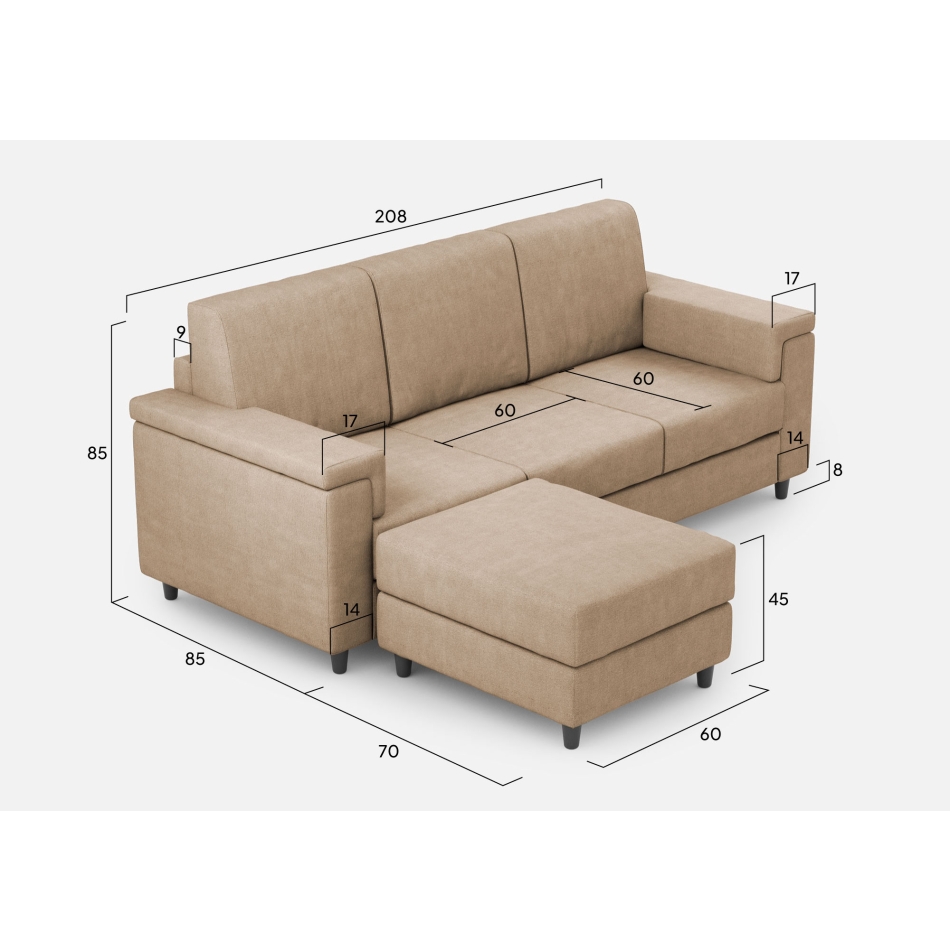 Divano Marrak 3 posti + pouf di Ityhome