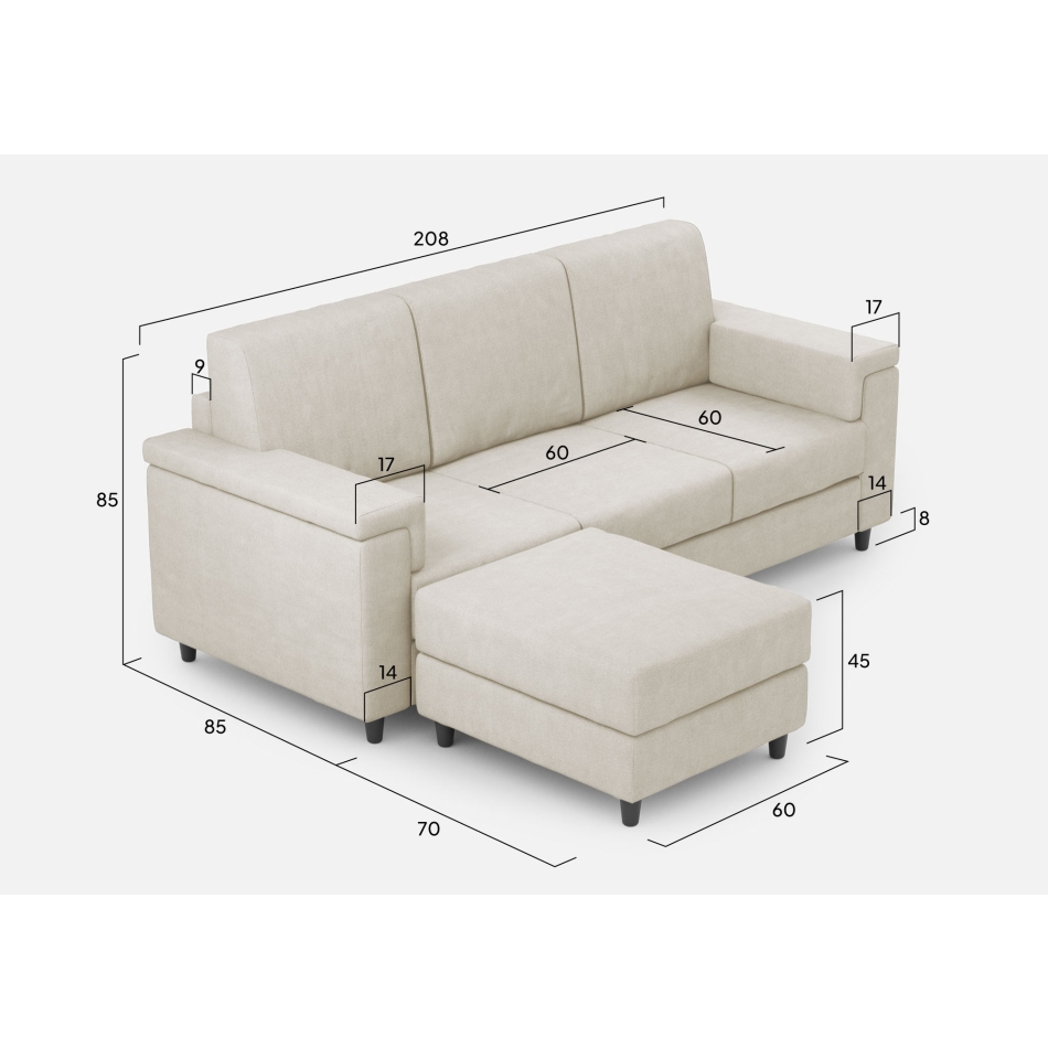 Divano Marrak 3 posti + pouf di Ityhome