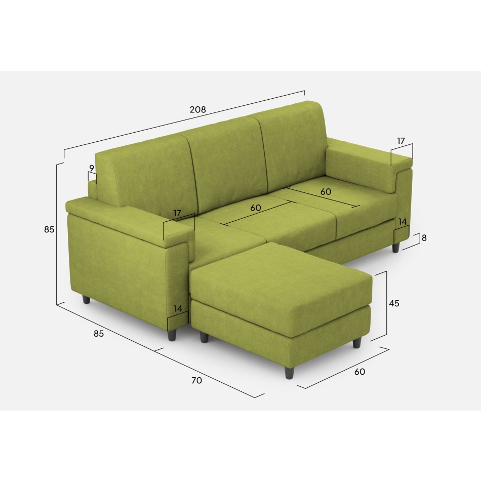 Divano Marrak 3 posti + pouf di Ityhome