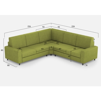 Divano Sakar 2 posti con angolo con divano 2 posti di Ityhome