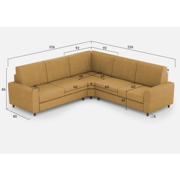 Divano Sakar 2 posti con angolo con divano 2 posti di Ityhome