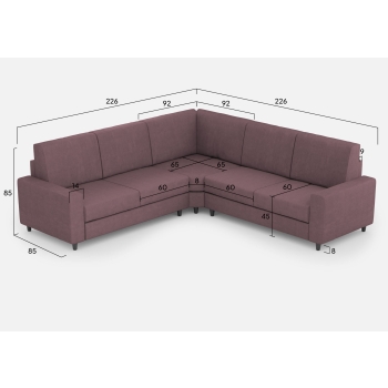 Divano Sakar 2 posti con angolo con divano 2 posti di Ityhome