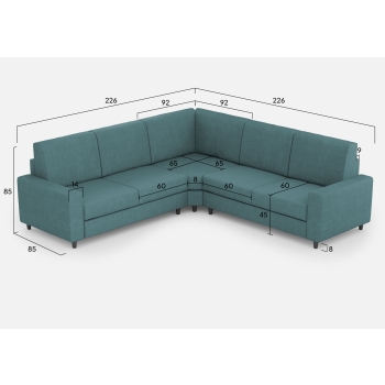 Divano Sakar 2 posti con angolo con divano 2 posti di Ityhome