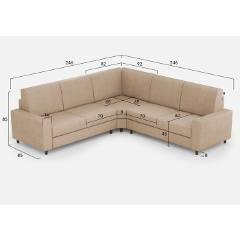 Divano Sakar 2 posti con angolo con divano 2 posti di Ityhome