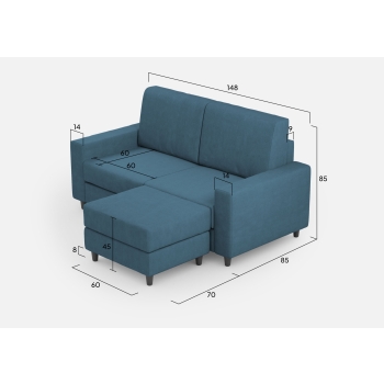 Divano Sakar 2 posti con pouf di Ityhome