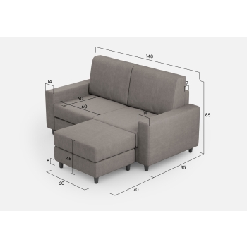 Divano Sakar 2 posti con pouf di Ityhome