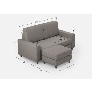 Divano Sakar 2 posti con pouf di Ityhome