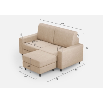 Divano Sakar 2 posti con pouf di Ityhome
