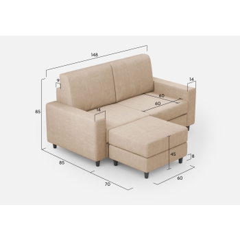 Divano Sakar 2 posti con pouf di Ityhome