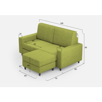 Divano Sakar 2 posti con pouf di Ityhome