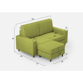 Divano Sakar 2 posti con pouf di Ityhome