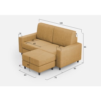 Divano Sakar 2 posti con pouf di Ityhome