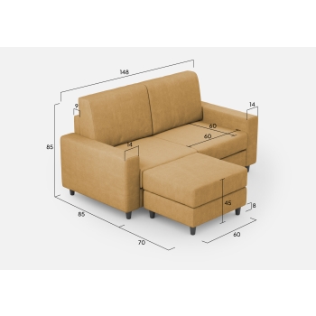 Divano Sakar 2 posti con pouf di Ityhome