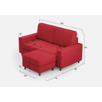 Divano Sakar 2 posti con pouf di Ityhome