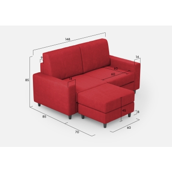 Divano Sakar 2 posti con pouf di Ityhome