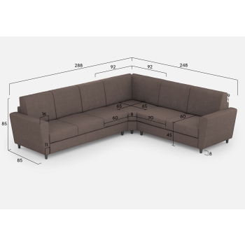 Divano Yasel 3 posti con angolo e divano a 2 posti di Ityhome