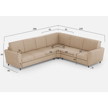 Divano Yasel 3 posti con angolo e divano a 2 posti di Ityhome