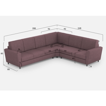 Divano Yasel 3 posti con angolo e divano a 2 posti di Ityhome