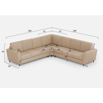 Divano Yasel 3 posti con angolo e divano a 3 posti di Ityhome