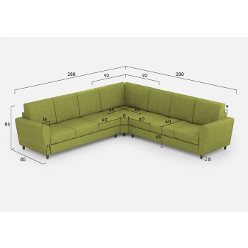 Divano Yasel 3 posti con angolo e divano a 3 posti di Ityhome