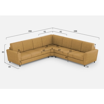 Divano Yasel 3 posti con angolo e divano a 3 posti di Ityhome