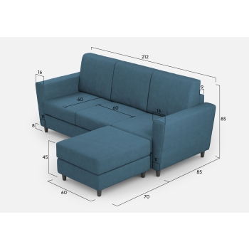 Divano Yasel 3 posti con pouf di Ityhome