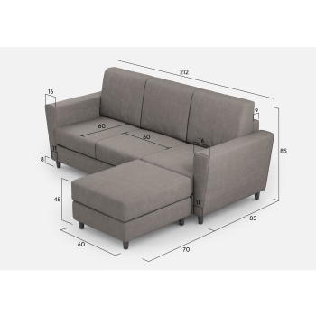 Divano Yasel 3 posti con pouf di Ityhome