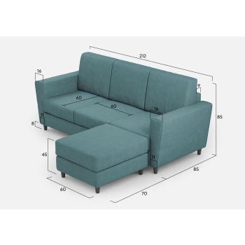 Divano Yasel 3 posti con pouf di Ityhome