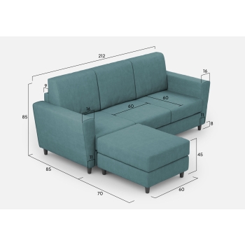 Divano Yasel 3 posti con pouf di Ityhome