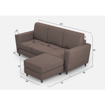 Divano Yasel 3 posti con pouf di Ityhome